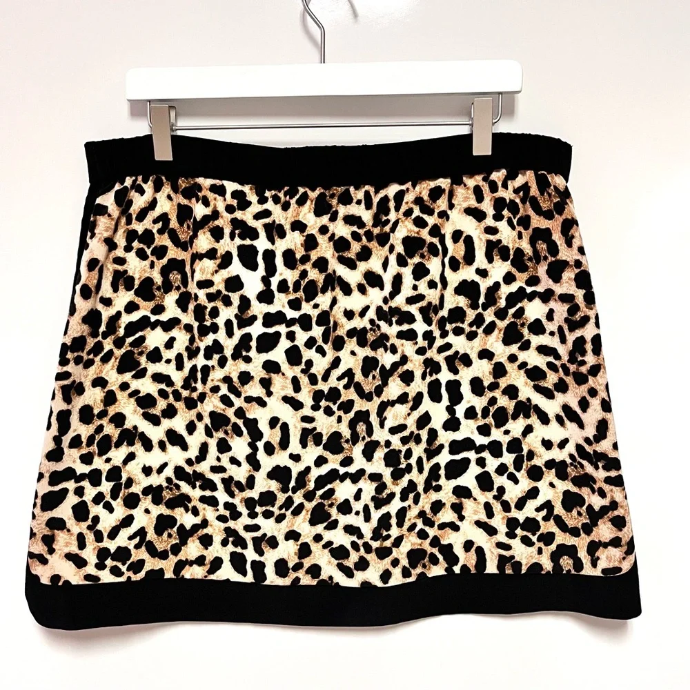 Vince Camuto Womens Animal Print Drawstring Elastic Waist Mini Skirt Size Large - Picture 2 of 6